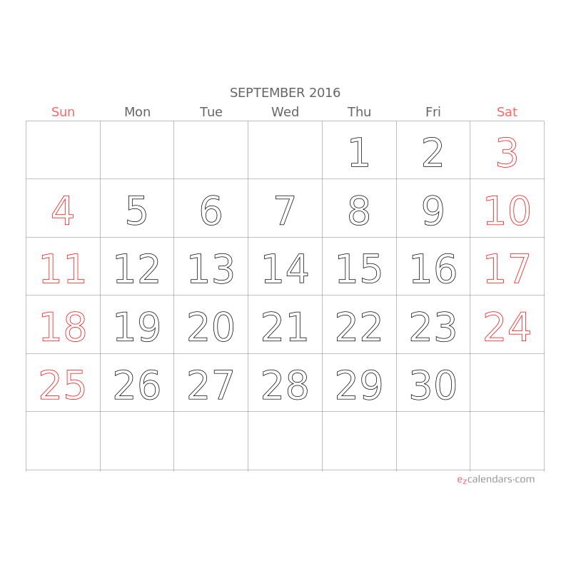 Monthly Calendar Templates EzCalendars