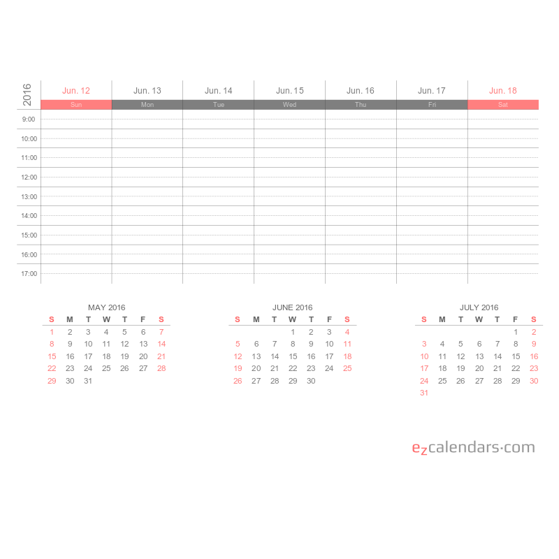 Two weeks appointment schedule template, weekly planner EzCalendars