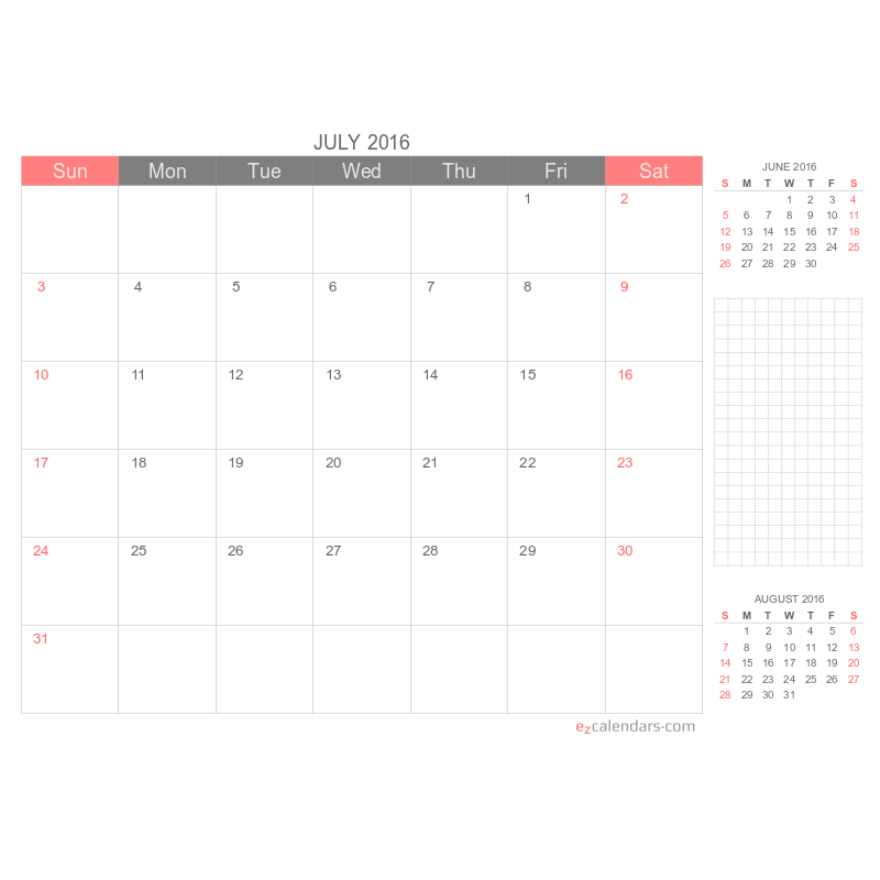 Month View Calendar Template PDF Template