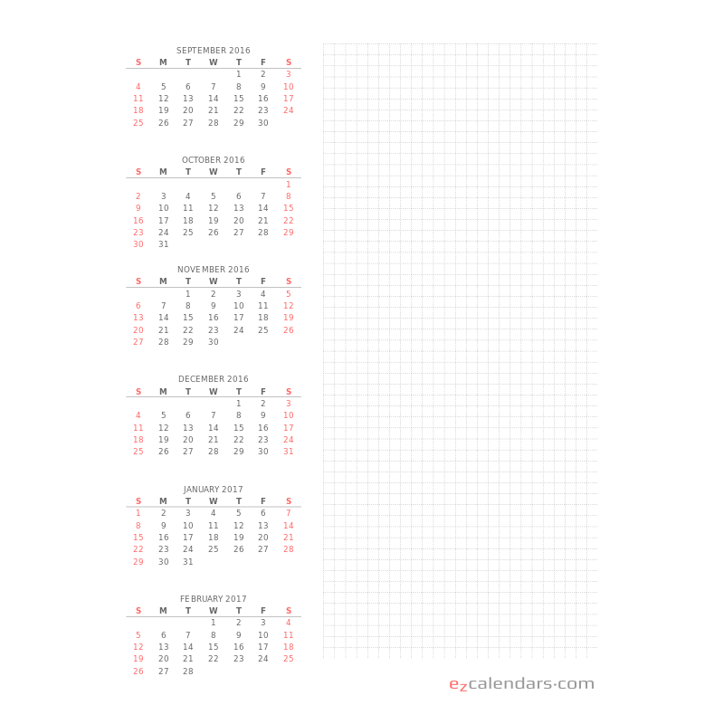 Multi Month Calendar Template PDF Template